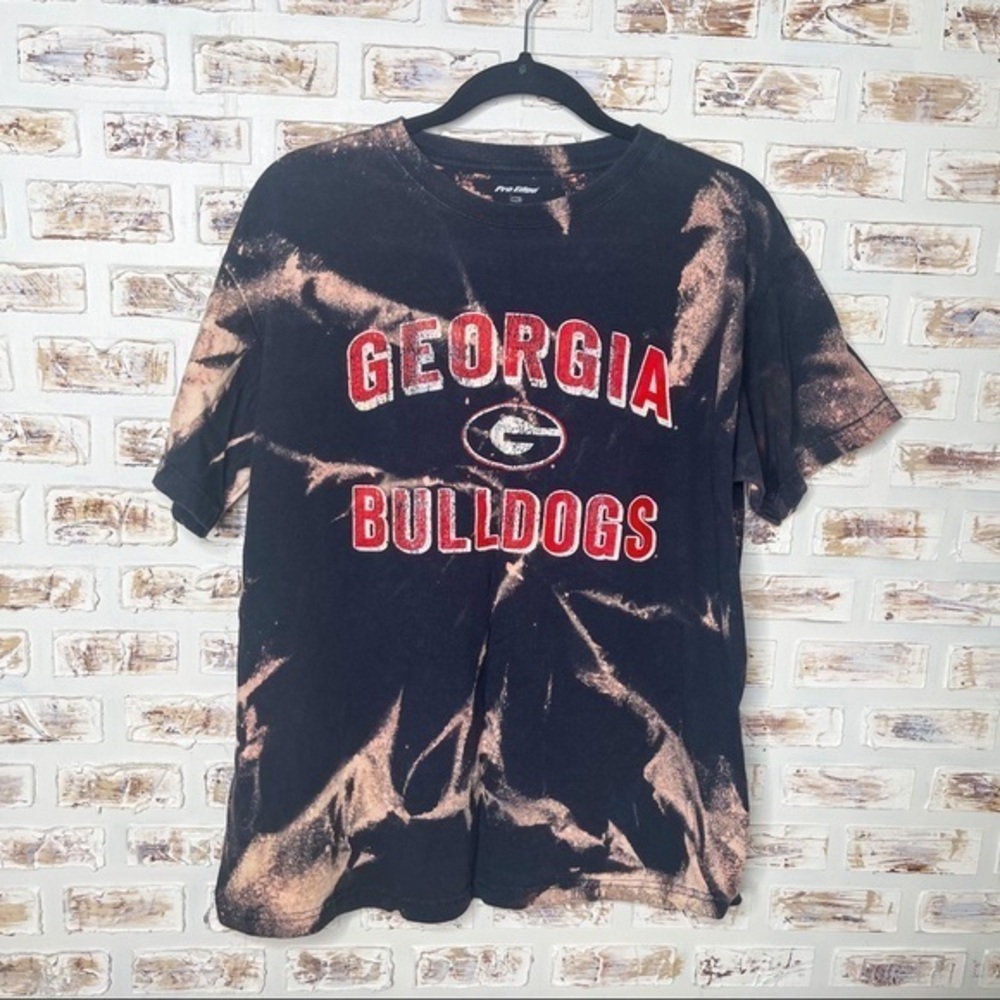 Georgia Bulldogs Black Short Sleeve Bleach Dyed T Shirt